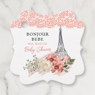 Bonjour Bebe Eiffel Tower Paris Baby Shower Favour Tags