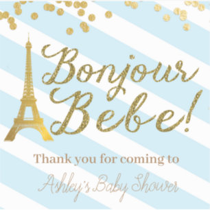Bonjour Bebe Favour Stickers Baby Boy Shower Paris