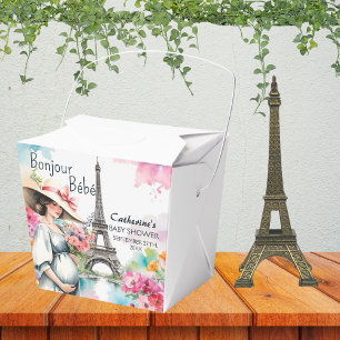 Bonjour Bebe Floral Eiffel Tower Paris Baby Shower Favour Box