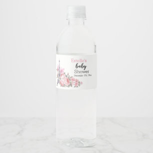 Bonjour Bebe Floral French Baby Shower Water Bottle Label