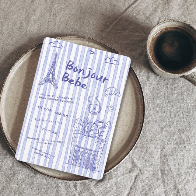 Bonjour Bebe French baby shower invitation (Creator Uploaded)