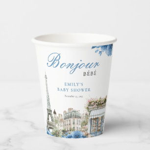 Bonjour Bebe French Blue Baby Shower Paper Cups