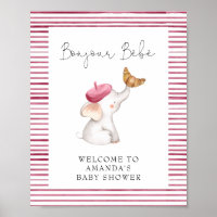 Bonjour Bebe French Elephant Welcome Baby Shower