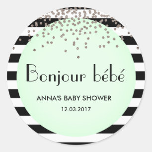 Bonjour bebe french inspired baby shower sticker