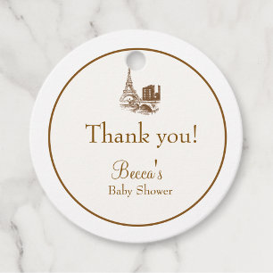 Bonjour Bebe French Paris Eiffel Tower Baby Shower Favour Tags