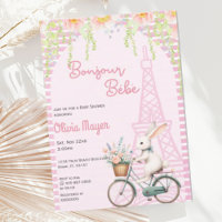 Bonjour Bebe French Paris Pink Bunny Baby Shower