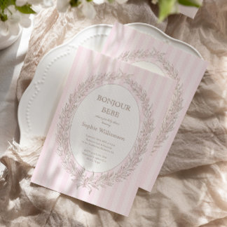 Bonjour Bebe French Patisserie Baby Shower Pink Invitation