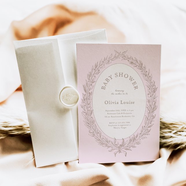 Bonjour Bebe French Patisserie Baby Shower Pink Invitation (Creator Uploaded)