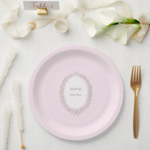 Bonjour Bebe French Patisserie Baby Shower Pink Paper Plate
