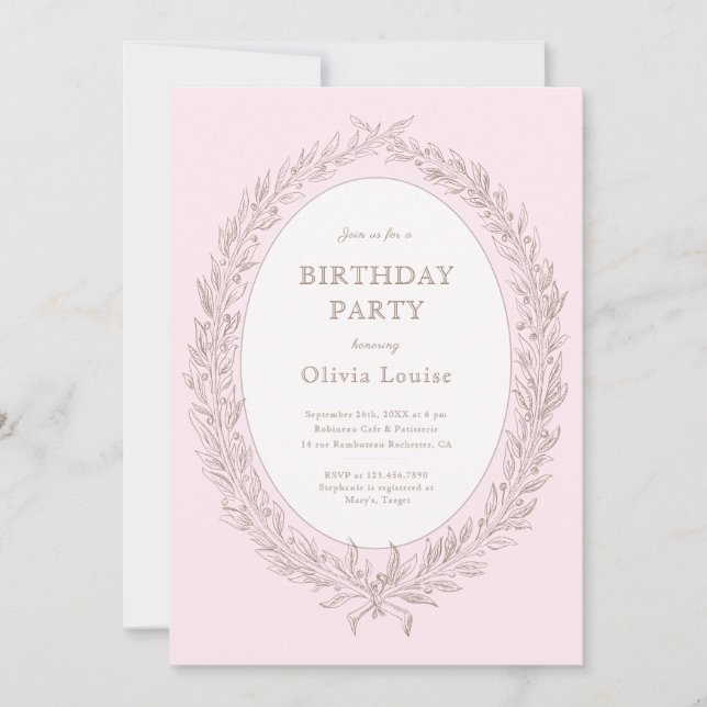 Bonjour Bebe French Patisserie Birthday Party Pink Invitation (Front)