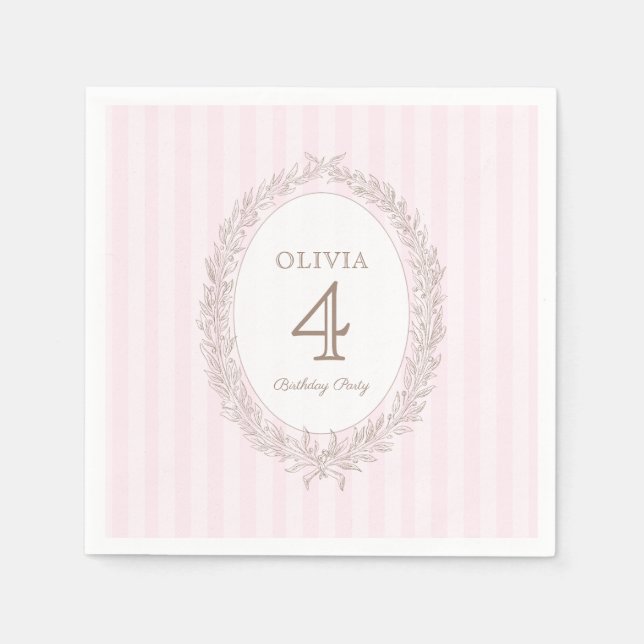 Bonjour Bebe French Patisserie Birthday Party Pink Napkin (Front)