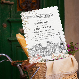 Bonjour Bebe Gender Neutral Baby Shower Invitation