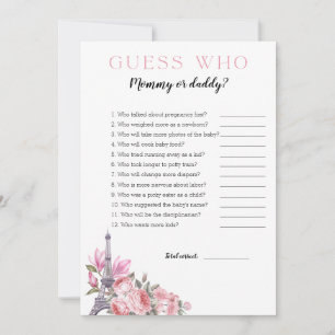 Bonjour Bebe  Guess Who Mummy or Daddy Baby Shower Invitation
