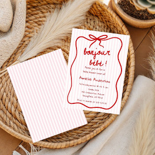 Bonjour bebe Hand Drawn Baby Paris Baby Shower Invitation