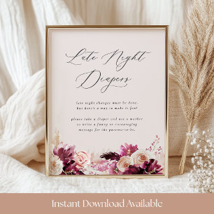 Bonjour Bébé Late Night Diapers Baby Shower Sign