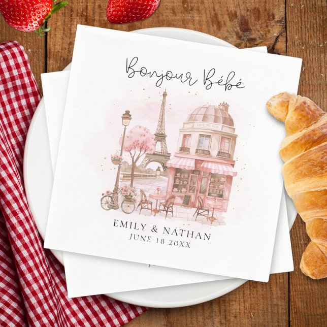 Bonjour Bébé Paris Café Baby Shower  Napkin (Creator Uploaded)