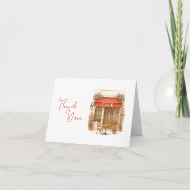 Bonjour Bebe Paris Cafe Baby Shower Thank You Card (Front)