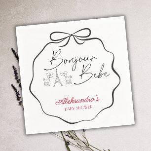 Bonjour Bebe Paris French Baby Shower Black Pink Napkin