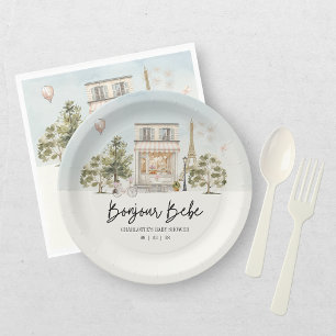 Bonjour Bebe Paris French Baby Shower Paper Plate