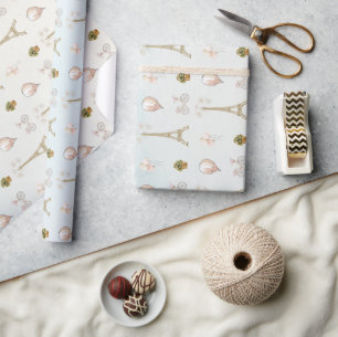 Bonjour Bebe Paris French Baby Shower Wrapping Paper