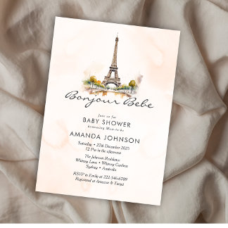 Bonjour Bebe Paris French Floral Baby Shower Invitation