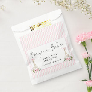 Bonjour Bebe Paris French Pink Eiffel Baby Shower Favour Bags