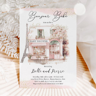Bonjour Bébé Paris Parisian French Baby Shower Invitation