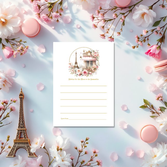 Bonjour Bébé Parisian Café Baby Shower Advice Card (Bonjour Bébé Parisian Café Baby Shower Advice Card)