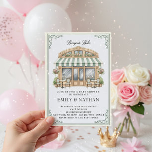 Bonjour Bebe Parisian café french patisserie girl Invitation