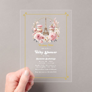 Bonjour Bébé Parisian Chic Baby Shower Acrylic Invitations