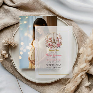 Bonjour Bébé Parisian Chic Baby Shower Vellum Invitations