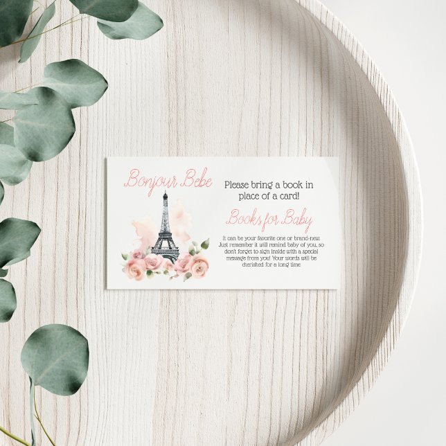 Bonjour Bebe Parisian Floral Book Baby Shower Game Enclosure Card (Creator Uploaded)