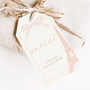 Bonjour Bébé Pink Paris Eiffel Baby Shower Favour Gift Tags