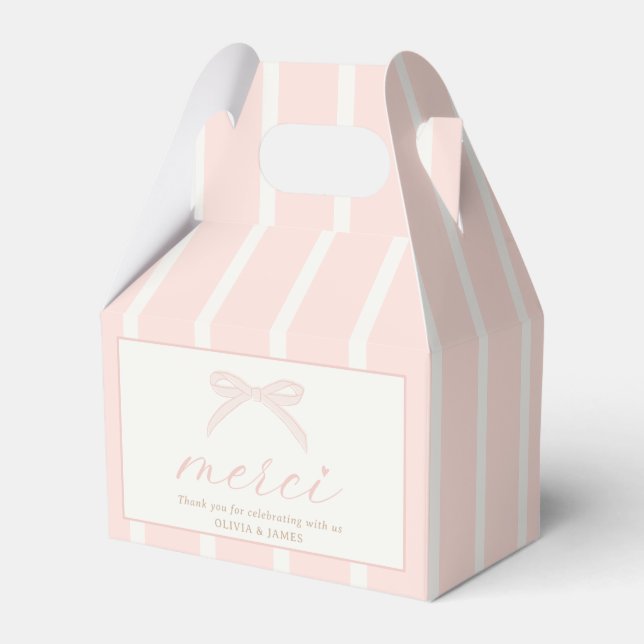 Bonjour Bébé Pink Paris Eiffel Tower Baby Shower Favour Box (Front Side)