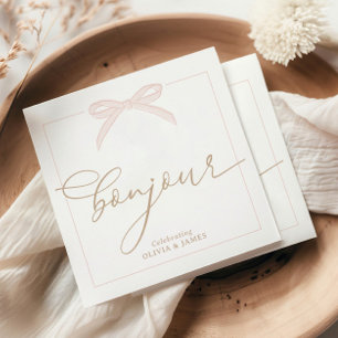 Bonjour Bébé Pink Paris Eiffel Tower Baby Shower Napkin