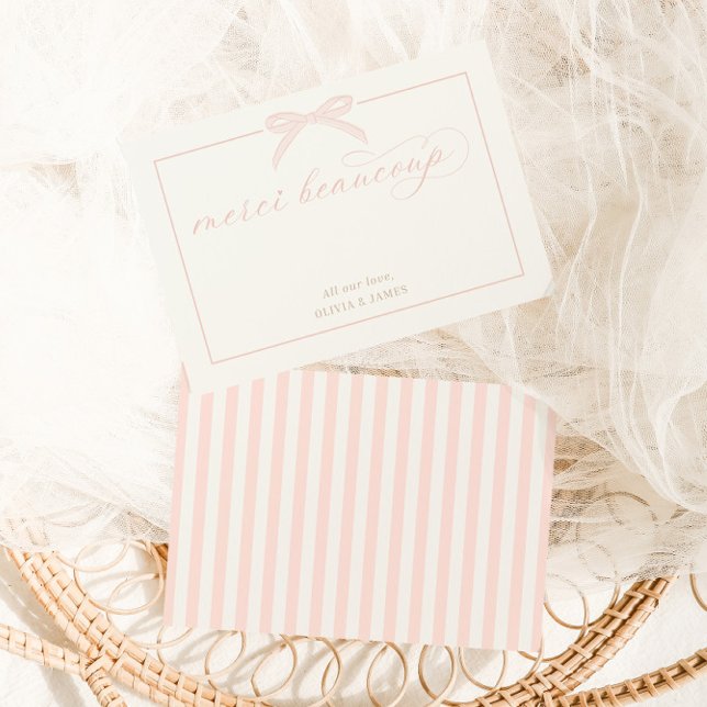 Bonjour Bébé Pink Paris Eiffel Tower Baby Shower Thank You Card (Creator Uploaded)