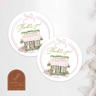 Bonjour bébé Pink Parisian cafe Thank You Stickers