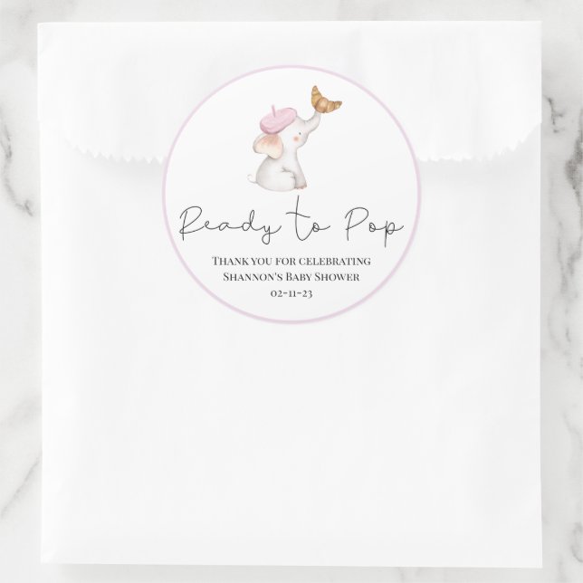 Bonjour Bebe Romantic French Girl Baby Shower Classic Round Sticker (Bag)