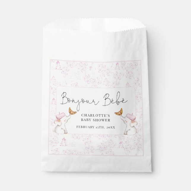 Bonjour Bebe Romantic French Girl Baby Shower   Favour Bags (Front)