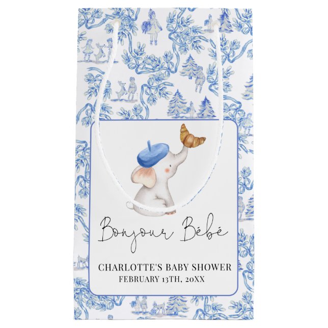 Bonjour Bebe Romantic French Girl Baby Shower  Sma Small Gift Bag (Front)