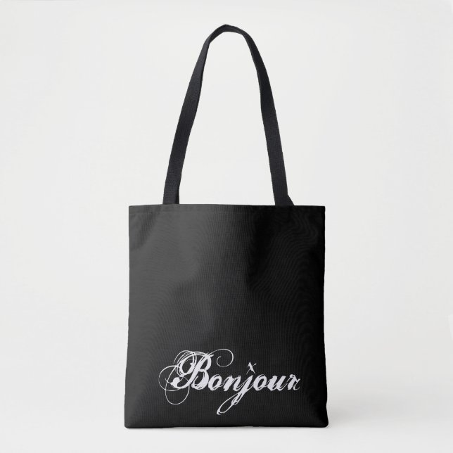 Bonjour Black Tote Bag (Front)
