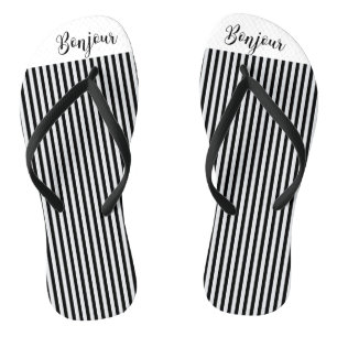 Bonjour black white stripes jandals
