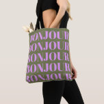 Bonjour | Chic Olive and Lilac Bold Typography  Tote Bag<br><div class="desc">Bonjour | Chic Olive and Lilac Bold Typography Tote Bag</div>
