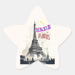 Bonjour Colorful Paris Star Sticker