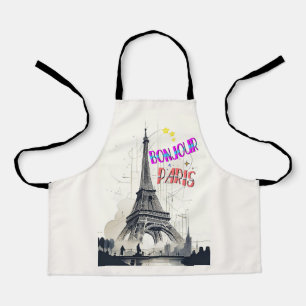 Bonjour Colourful Paris Apron