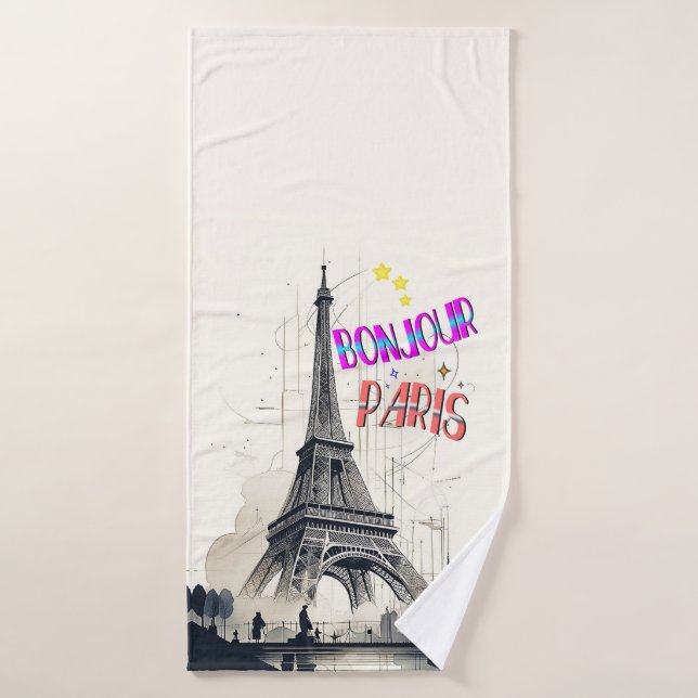 Bonjour Colourful Paris Bath Towel (Bath Towel)