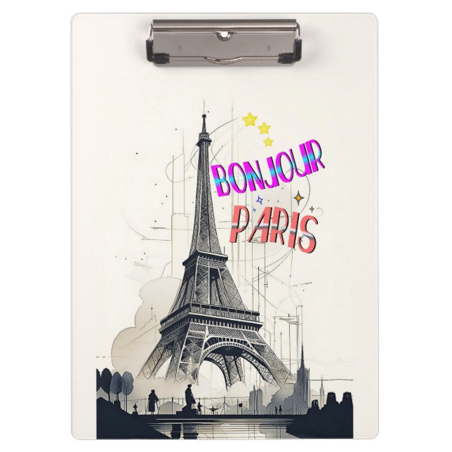 Bonjour Colourful Paris Clipboard (Front)