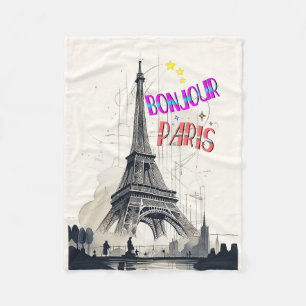Bonjour Colourful Paris Fleece Blanket