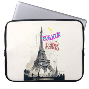 Bonjour Colourful Paris Laptop Sleeve
