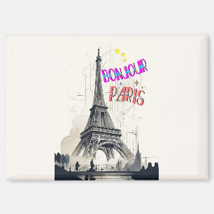 Bonjour Colourful Paris Magnet